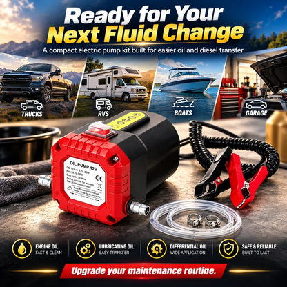 🛢️⚡ 12V 80W Electric Oil Extractor Pump – Engine Oil & Gear Oil Transfer Kit with Hoses