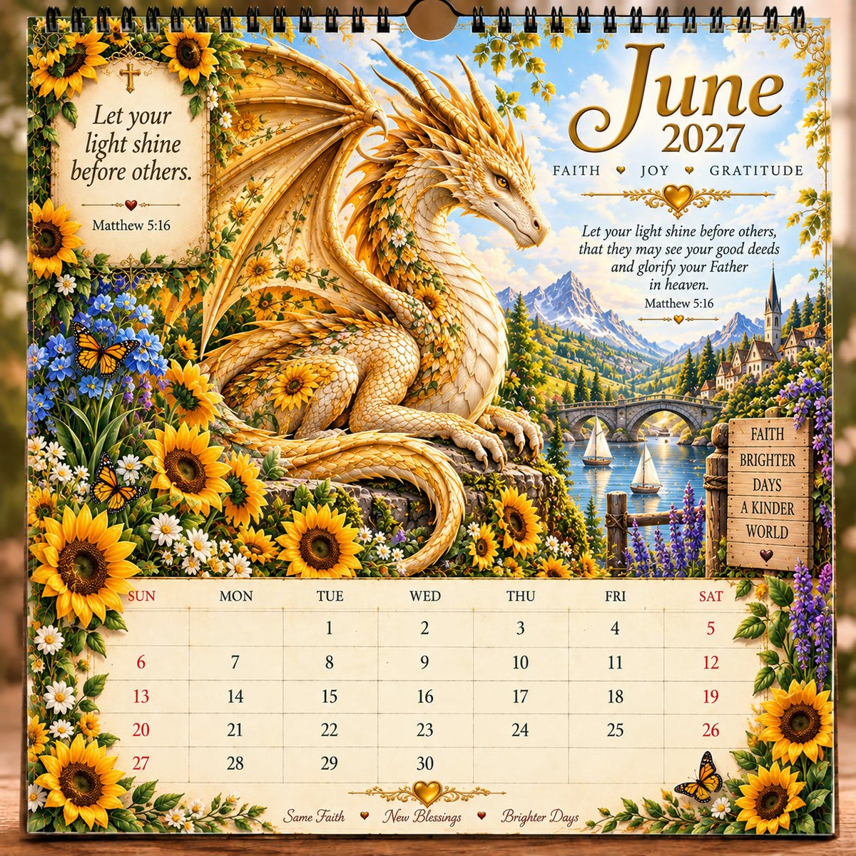 🔥LAST DAY 50% OFF - 🐉📖2027 Dragon Seasons of Faith Calendar – 12 Fantasy Dragons, Scripture & Seasonal Christian Art