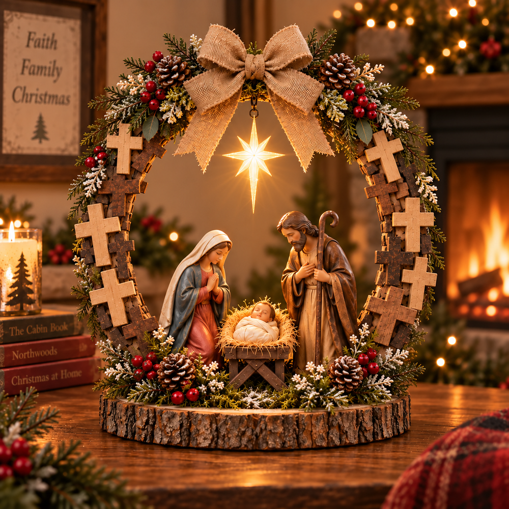 Bethlehem’s Guiding Star illuminated nativity tabletop decoration