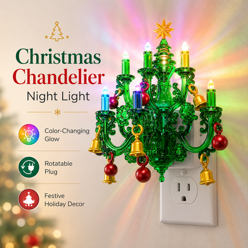 Luz nocturna de araña navideña mágica – Brillo festivo enchufable que cambia de color