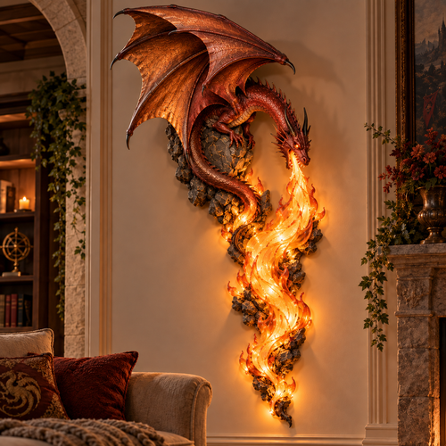 🔥😍Fiery Dragon Wall Sconce – A Bold Fantasy Accent for Your Home