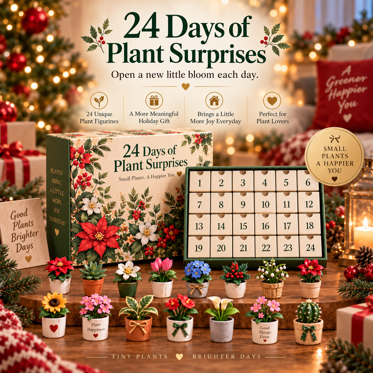 🌸🎁 24 Days of Blooming Joy™ – Mini Plant Figurines Advent Calendar