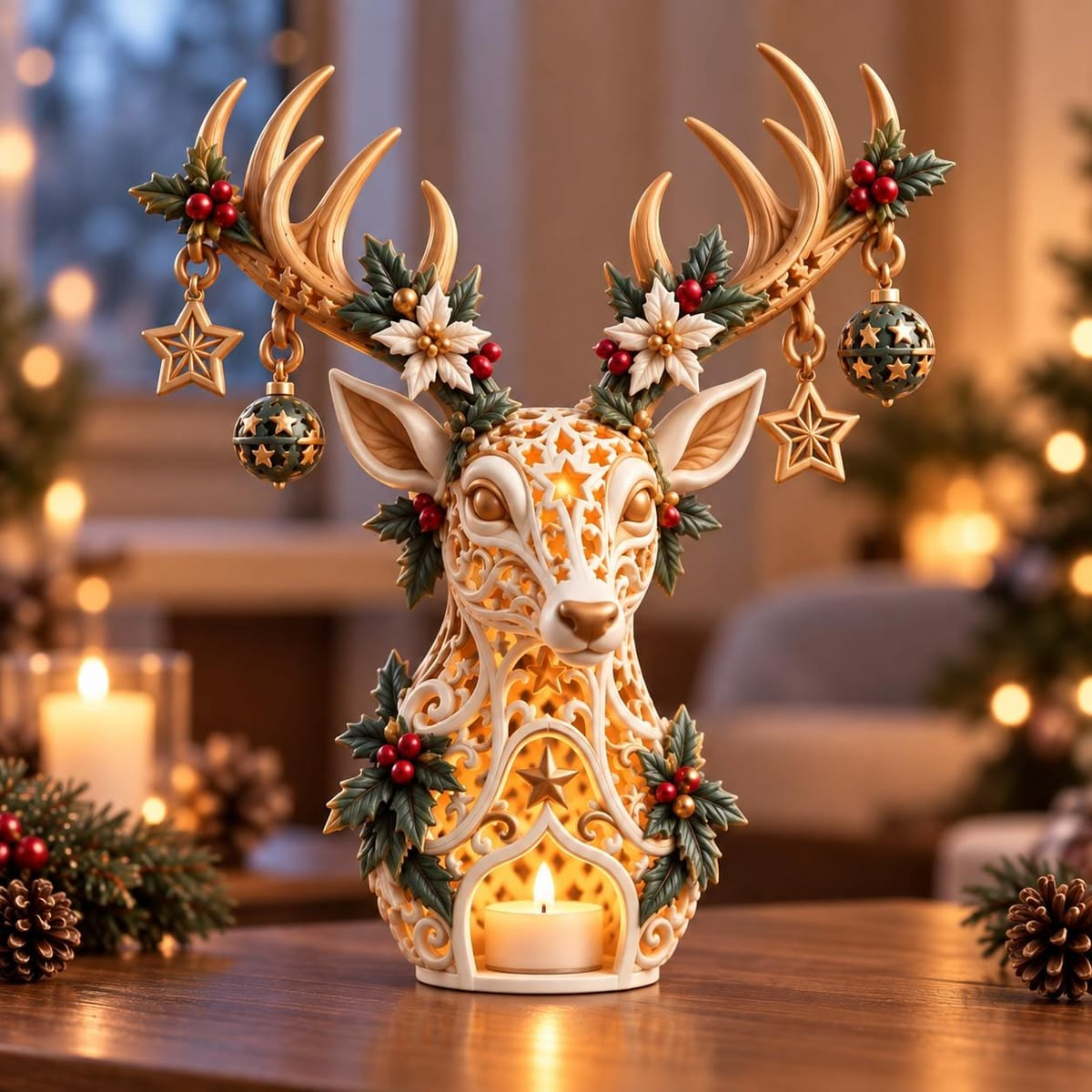 ✨ Christmas Starlight Reindeer Candle Holder