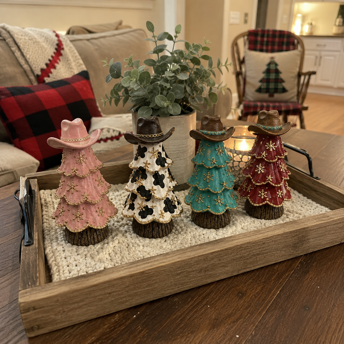 Figuritas de vaqueros de estilo navideño para el árbol