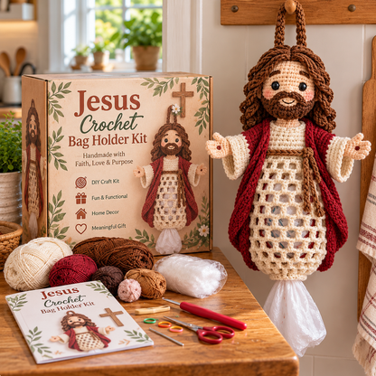 Jesus & Virgin Mary Crochet Bag Holder DIY Kit