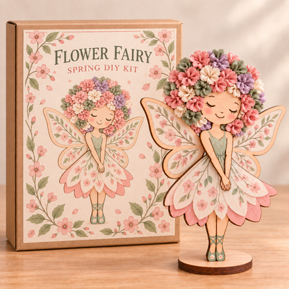 🧚✨DIY Flower Fairy Wooden Craft Kit – Create Your Own Fabric Flower Fairy