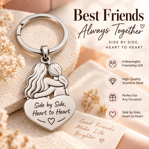 ❤️ Side by Side™ Friendship Keychain – Heart to Heart Best Friends Gift