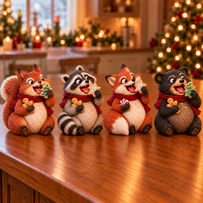 🎄🍪 Christmas Cookie Bandits – Funny Animal Figurine Collection