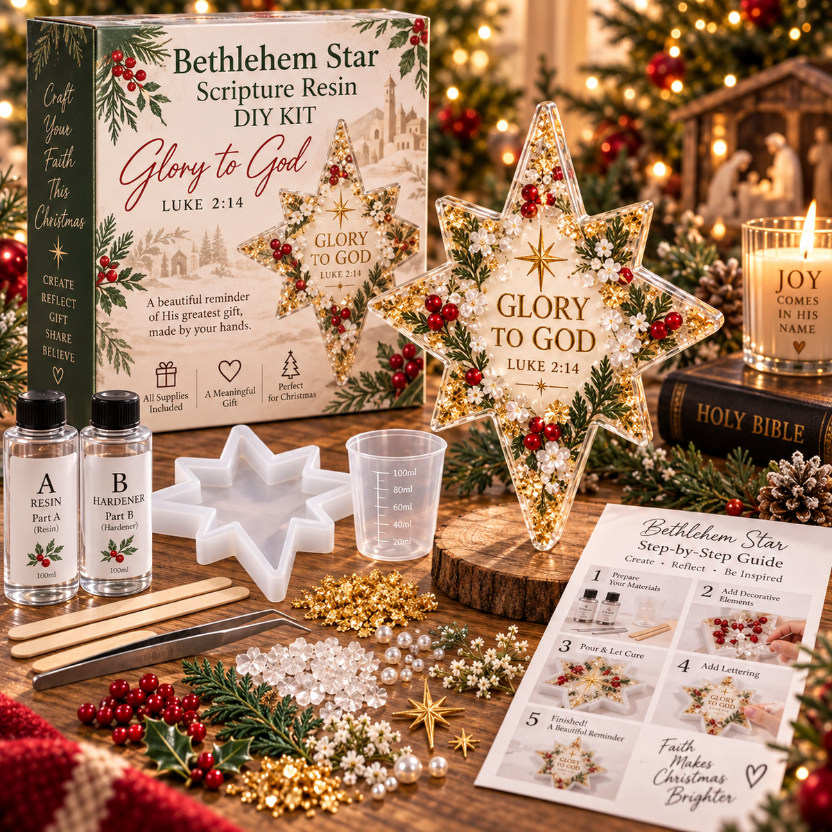✝️Bethlehem Star Scripture DIY Kit -💕Tools & Step-by-Step Guide Included
