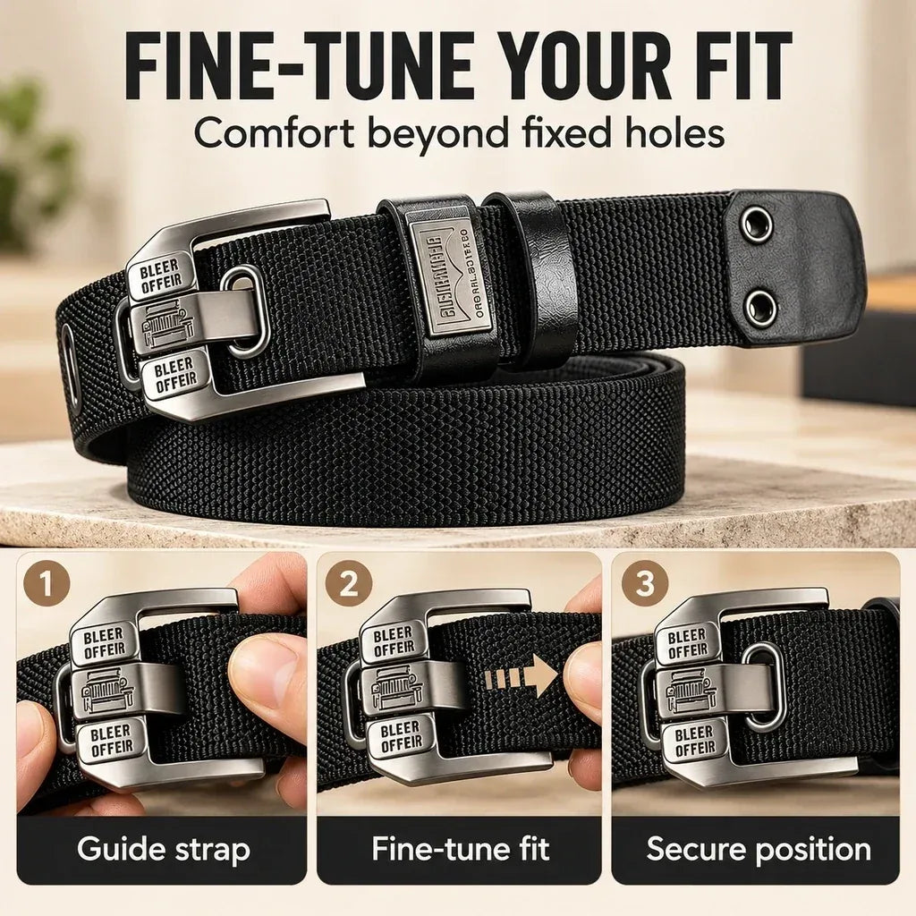 100% Handmade in USA-🔥 No-Hole Adjustable Stretch Work Belt with Square Metal Buckle