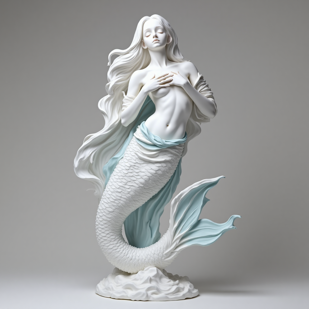 Mermaid decor displayed on a bookshelf