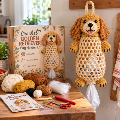 🧘Step-by-Step Guide Included🧶Crochet Animal Bag Holder Kit – Cute & Functional DIY Home Storage