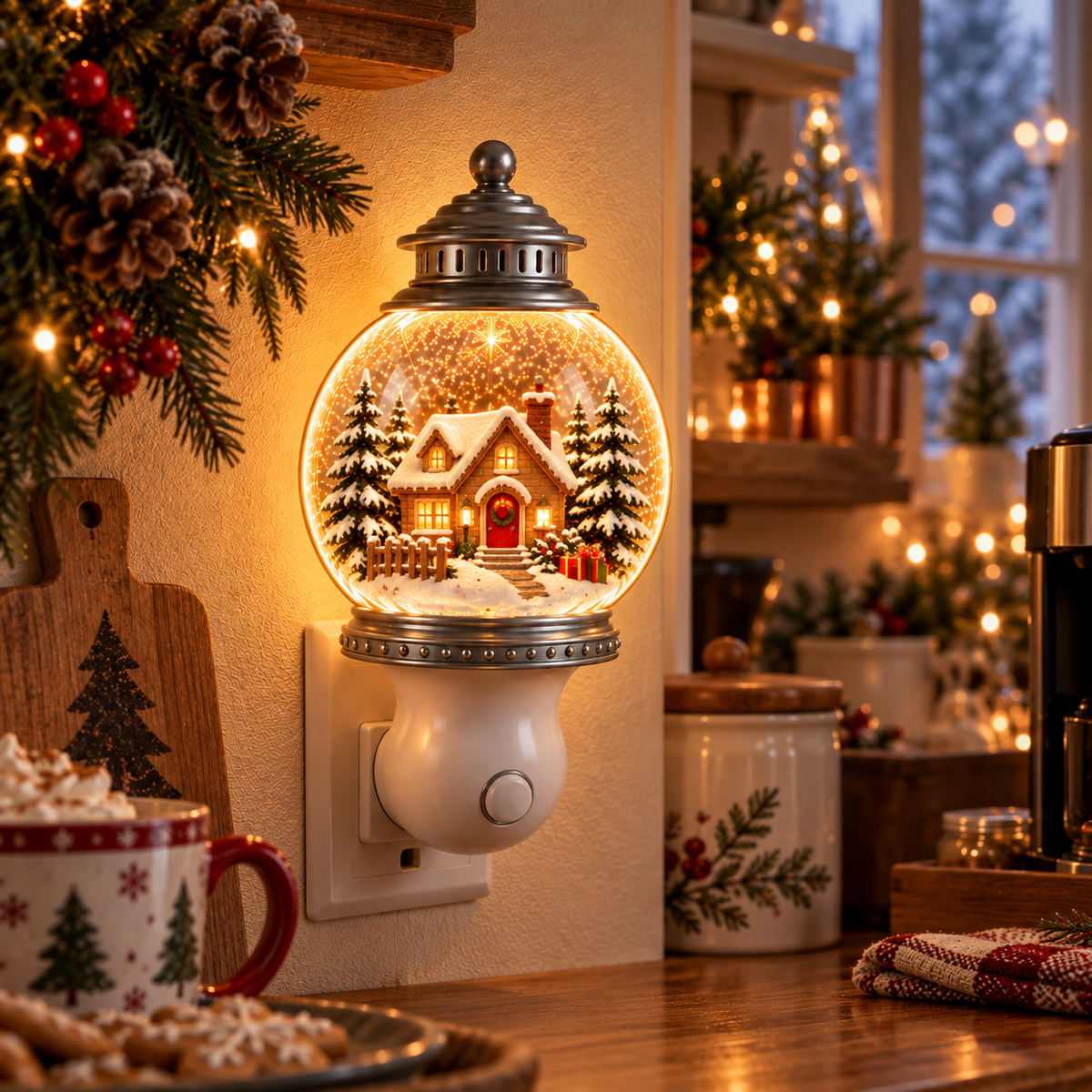 2027 Nestmiro® Cuentos de Navidad que brillan  Luz nocturna de globo de nieve enchufable