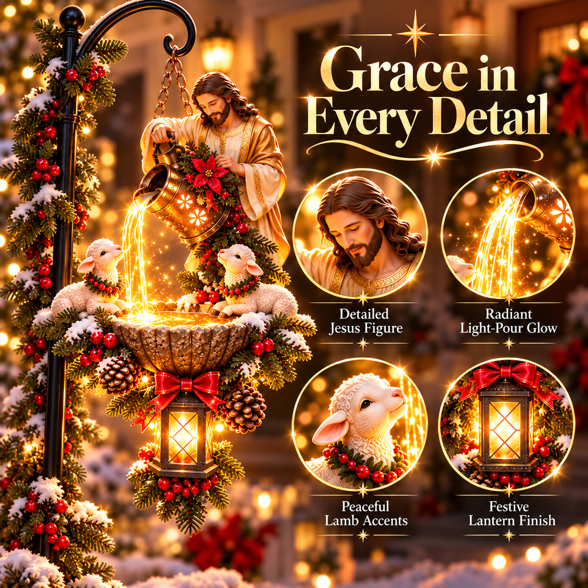 🔥Last Day 50% OFF-✝️ Pouring His Love — Jesus & Lambs Christmas Hanging Light