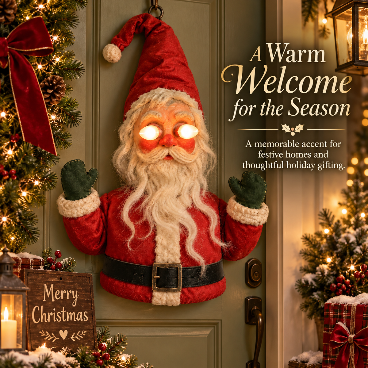 2027 Velmao™ Santa After Dark – Vintage Glowing-Eye Door Guardian