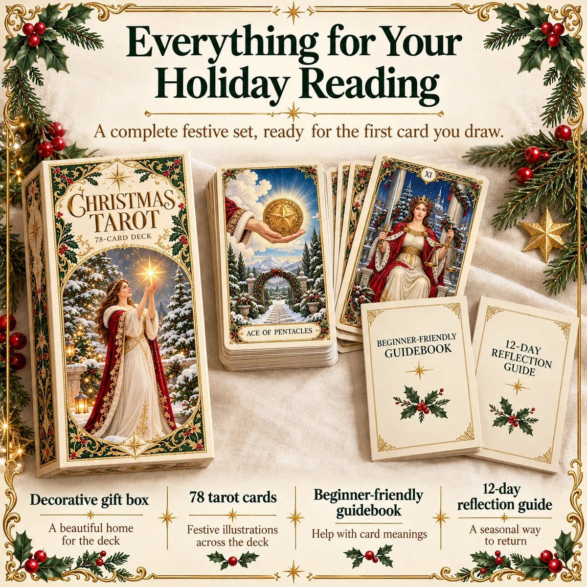 🔥The Enchanted Holiday Tarot – 78 Cards & 12 Days of Rituals🎉
