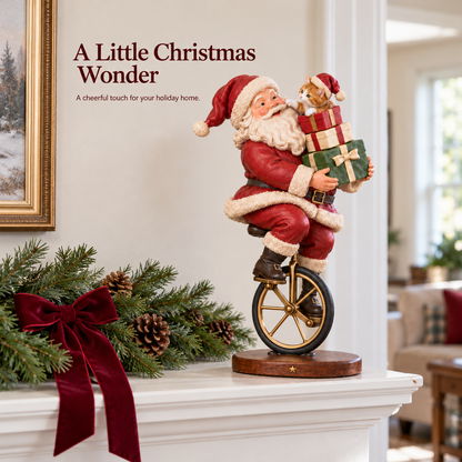 🎅 Santa’s Merry Ride – Vintage Santa & Kitten Christmas Figurine