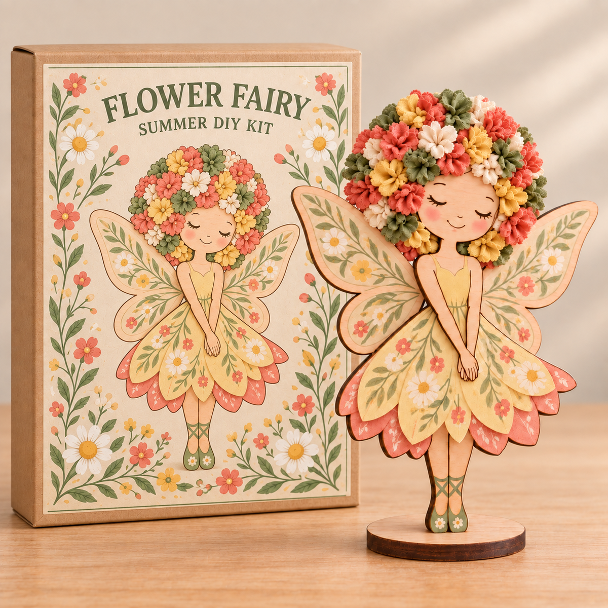 🧚✨DIY Flower Fairy Wooden Craft Kit – Create Your Own Fabric Flower Fairy