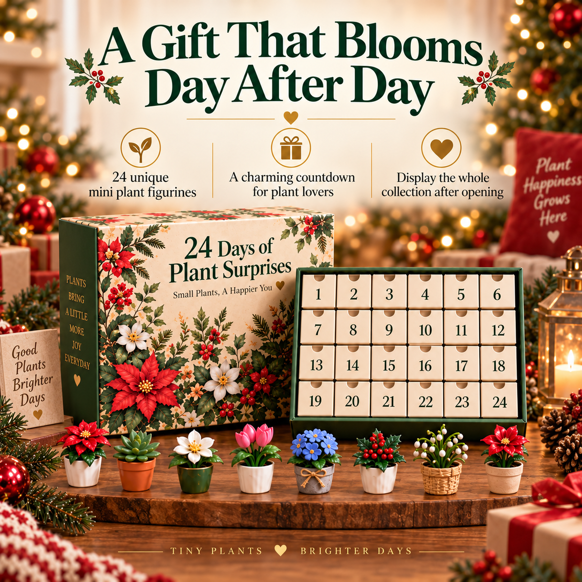 🌸🎁 24 Days of Blooming Joy™ – Mini Plant Figurines Advent Calendar