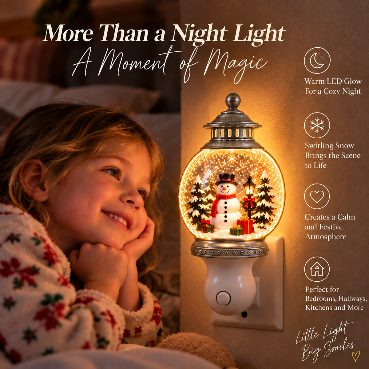 2027 Nestmiro® Cuentos de Navidad que brillan  Luz nocturna de globo de nieve enchufable