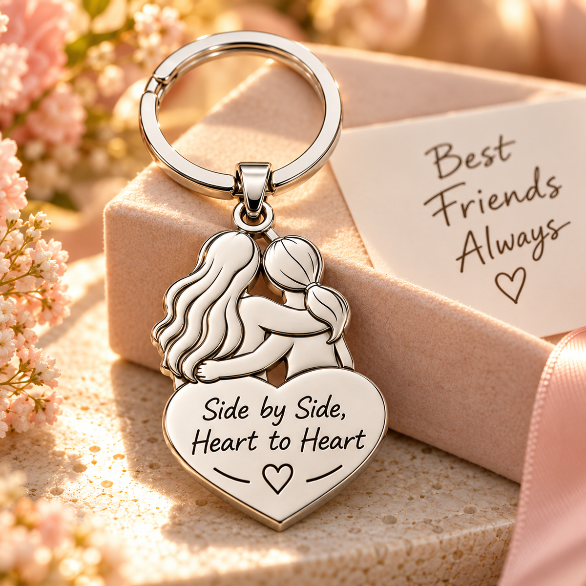❤️ Side by Side™ Friendship Keychain – Heart to Heart Best Friends Gift