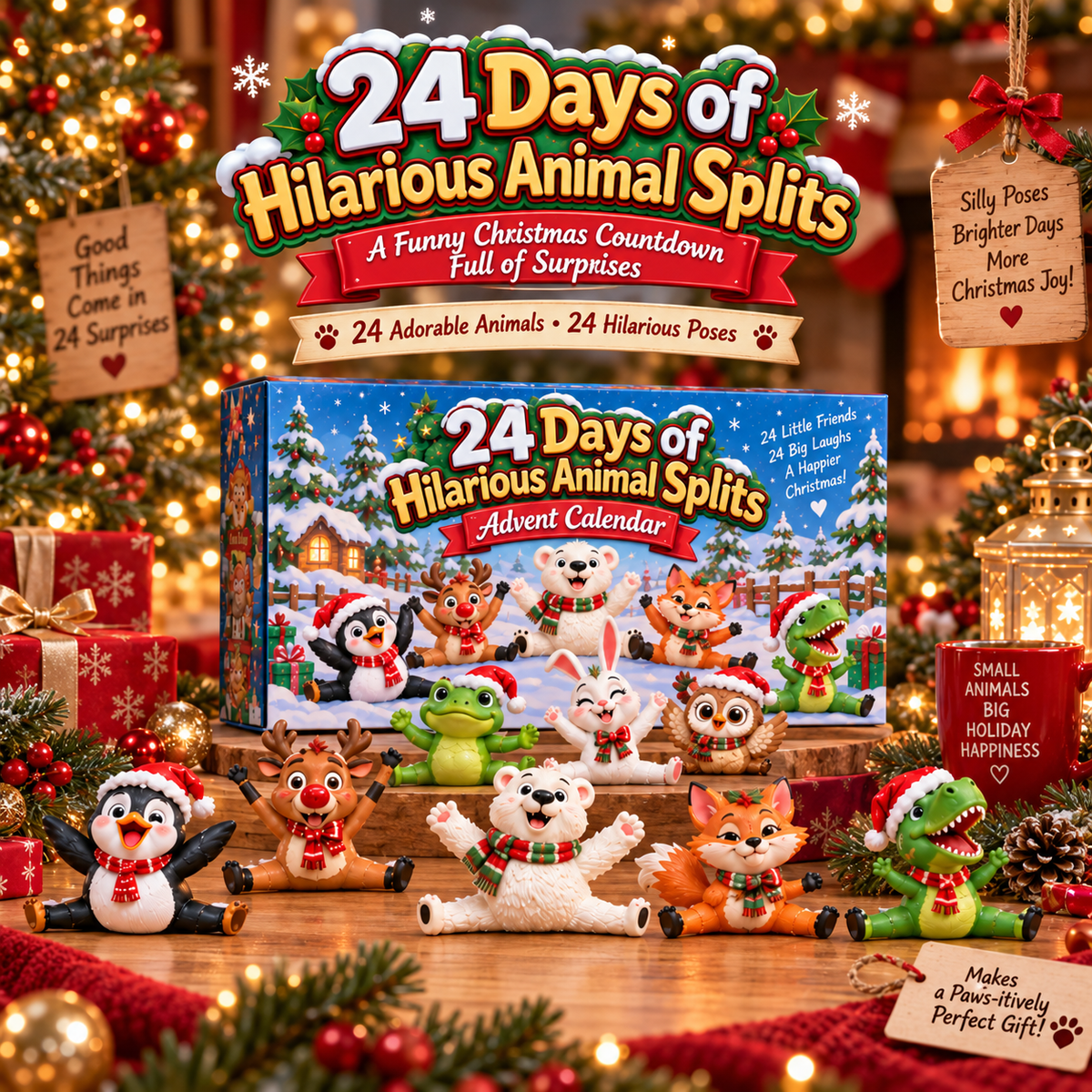 ✨24 Days of Hilarious Animal Splits™ Advent Calendar – Funny Christmas Animal Figurines