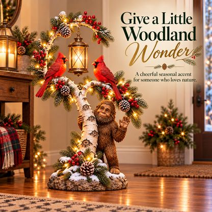 ✨Woodland Wave™ – Lighted Sasquatch & Cardinal Christmas Porch Décor