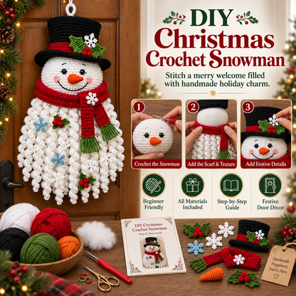 🧘Relaxing & Beginner-Friendly- 🧶DIY Christmas Crochet Door Décor Kit(🎄Create Stunning Christmas Artwork)