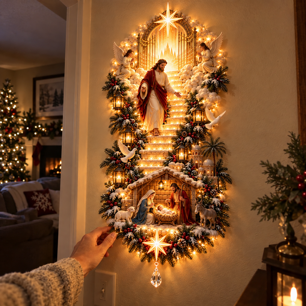 ✝️Jesus Light of Heaven Christmas Wall Hanging(❤Same as the video)