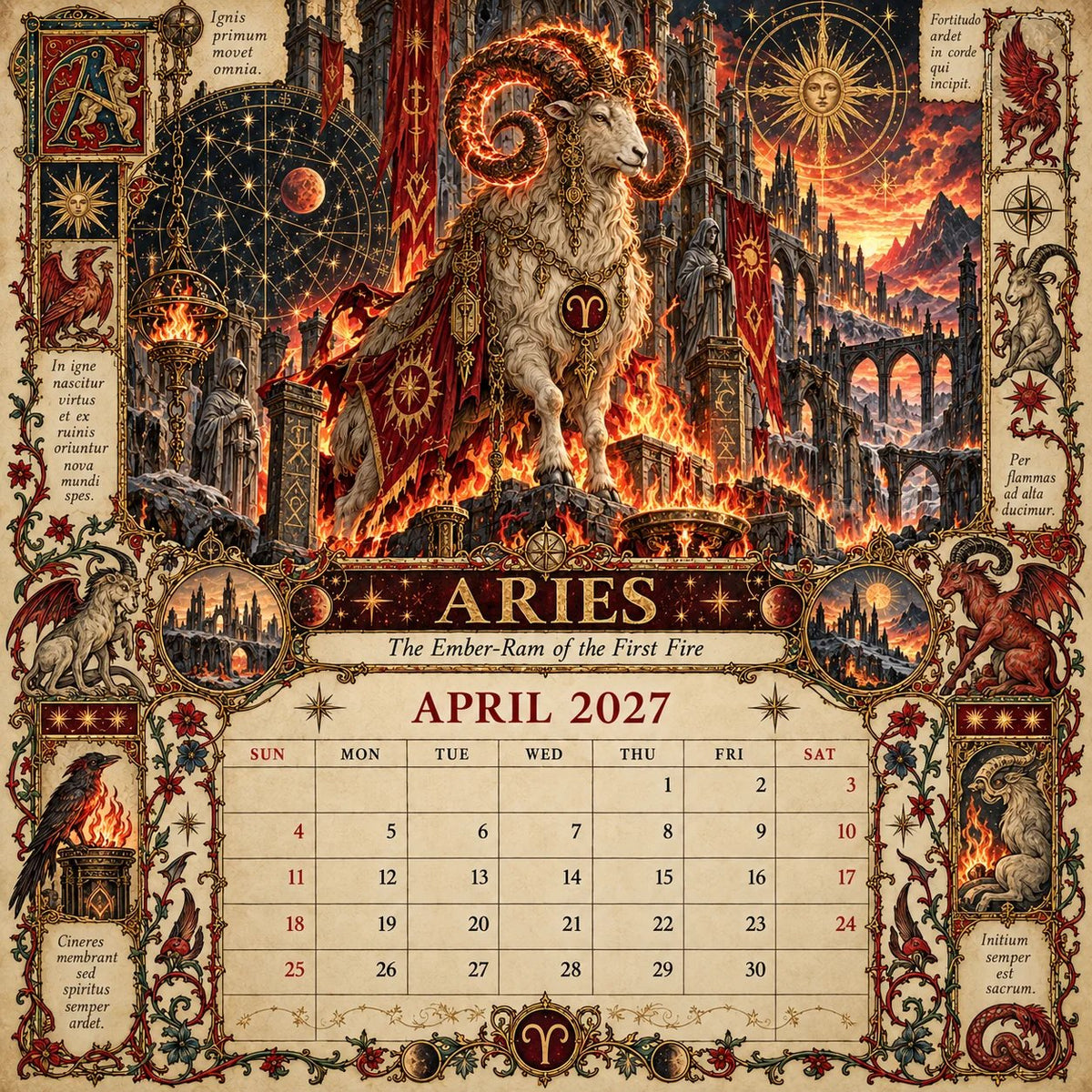 📅Hardcover-Spiral 2027 Zodiac Grimoire Calendar™ -✨12 Signs, 12 Forbidden Chapters