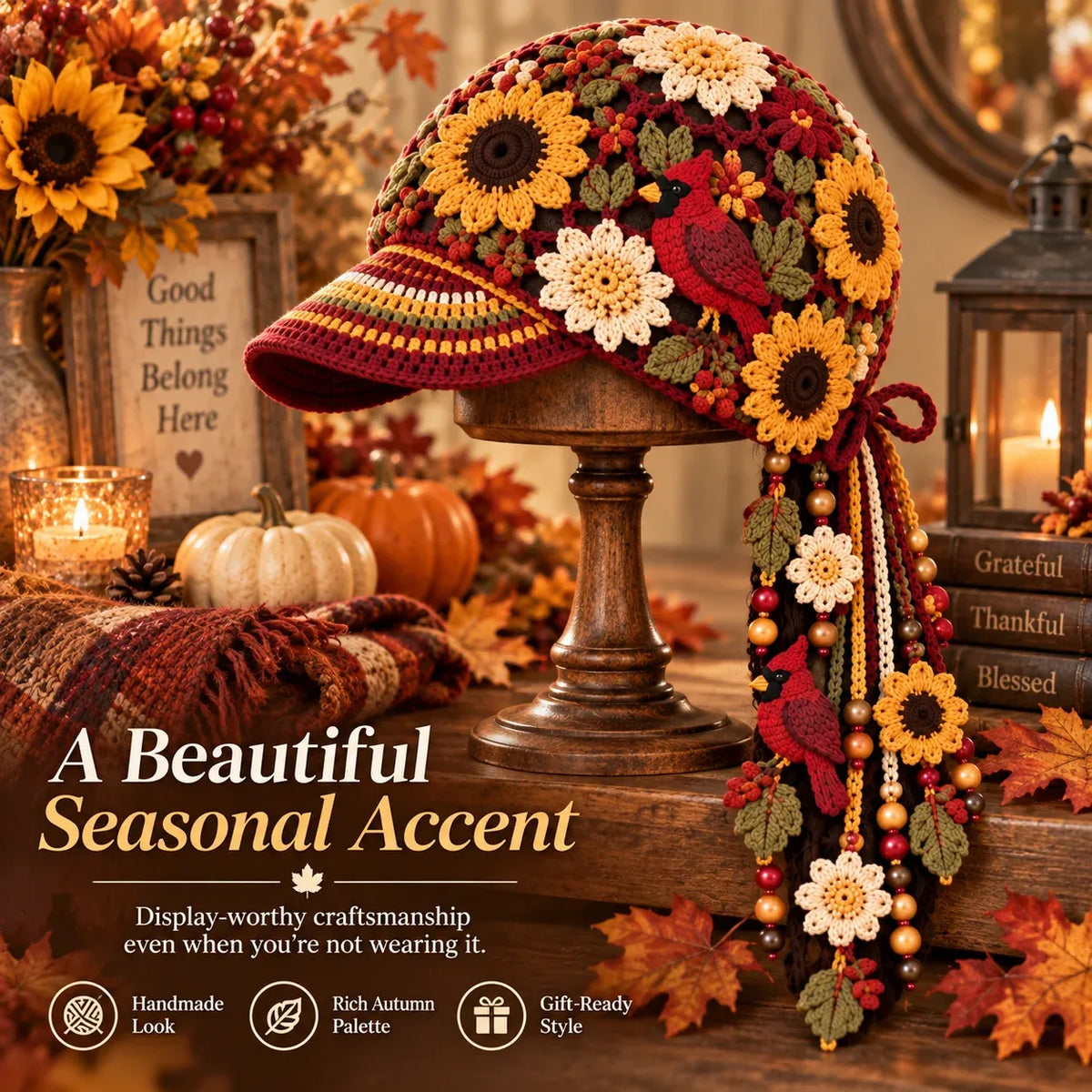 🔥Last Day 49% OFF 🍂 Women’s Handcrafted Crochet Autumn Bloom Cap | 6 Designs