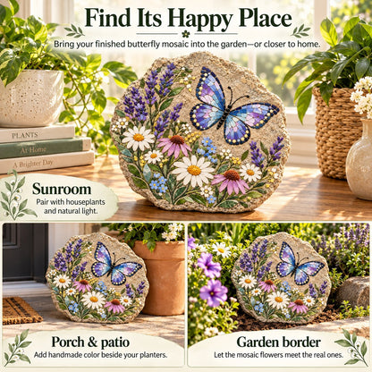 🧘Relaxing & Beginner-Friendly-🦋Butterfly Wildflower Mosaic DIY Kit(✨Complete Guided Craft Set)