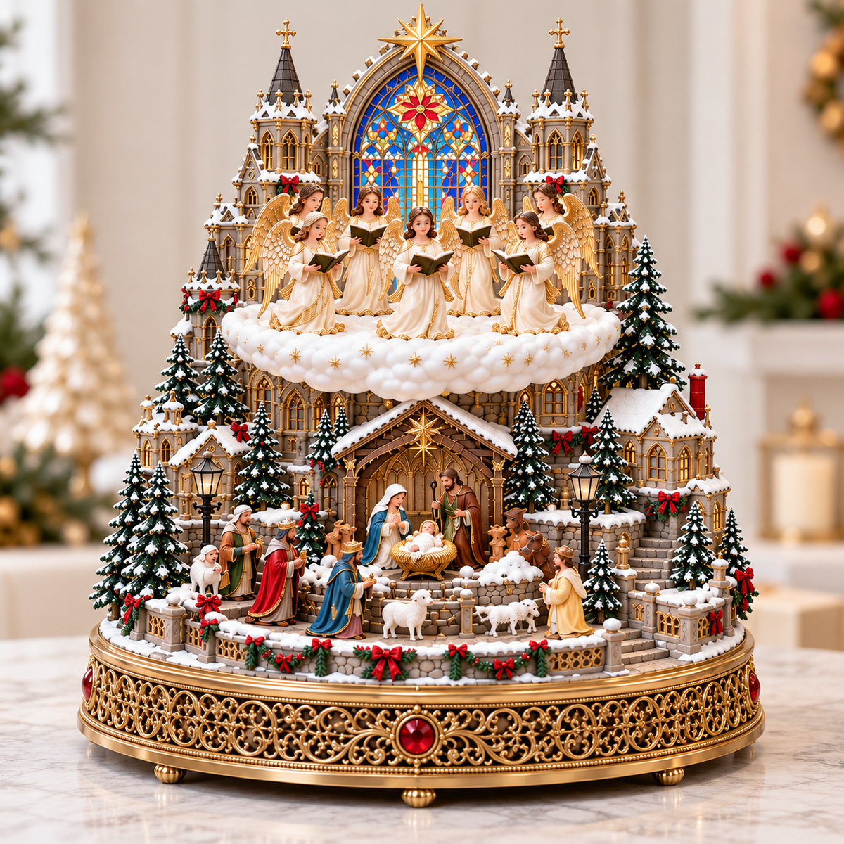 ✨ Heavenly Angel Choir - Lighted & Rotating Christmas Nativity Village