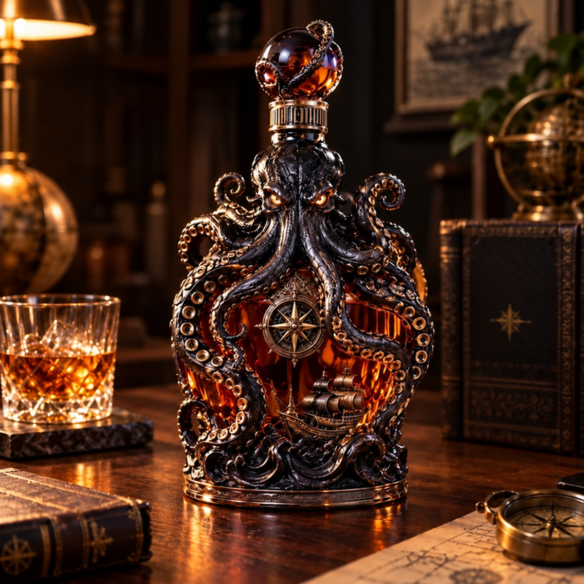 🥃Dark Abyss Kraken Decanter – Sculpted Collector Bottle for Home Bar & Gifting