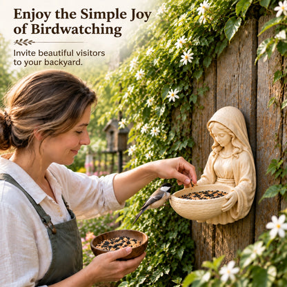 🕊️Grace in the Garden – Mary Wall-Mounted Bird Feeder