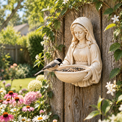 🕊️Grace in the Garden – Mary Wall-Mounted Bird Feeder