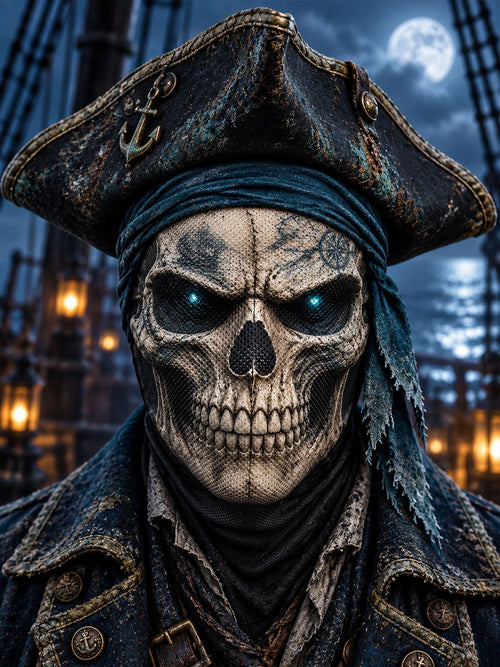 Men's Retro Fun Pirate Skull Print Face Mask