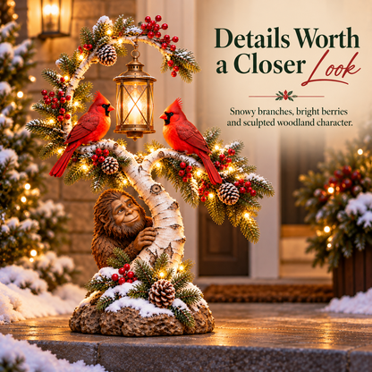 ✨Woodland Wave™ – Lighted Sasquatch & Cardinal Christmas Porch Décor