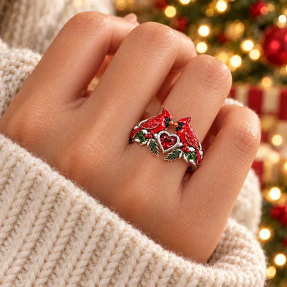 🎄Two Cardinal Heart Christmas Ring | “Every Christmas, I Choose You” ❤️
