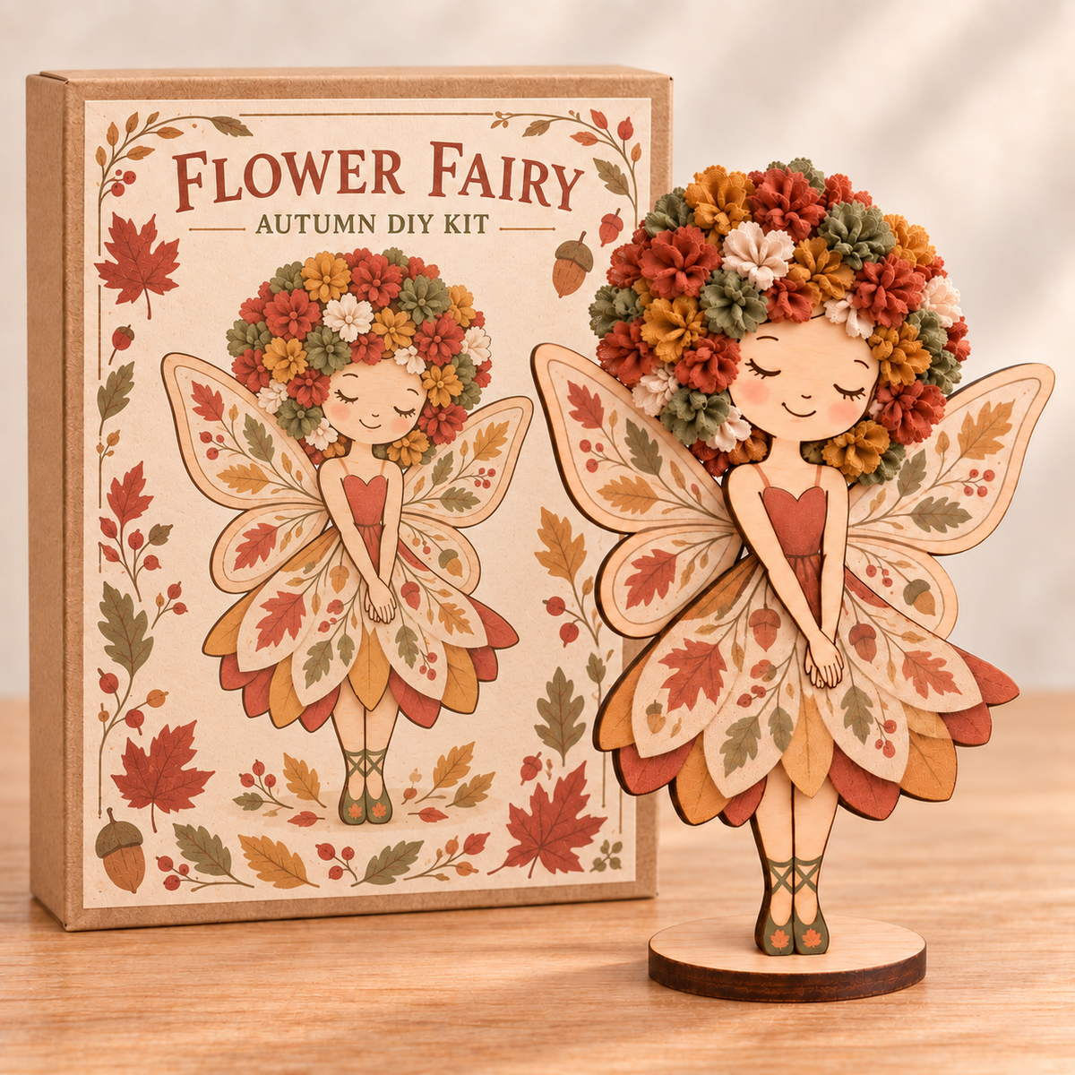 🧚✨DIY Flower Fairy Wooden Craft Kit – Create Your Own Fabric Flower Fairy