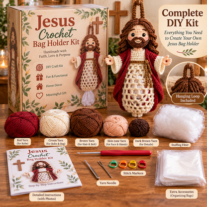 Jesus & Virgin Mary Crochet Bag Holder DIY Kit