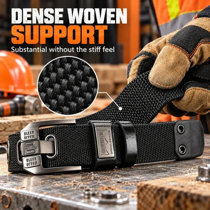 100% Handmade in USA-🔥 No-Hole Adjustable Stretch Work Belt with Square Metal Buckle