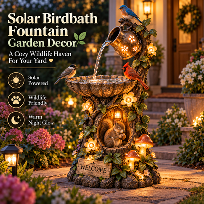 ⏰Limited Stock 49% OFF -🐿️ Solar Birdbath Fountain Garden Deco(❤Same as the video)r