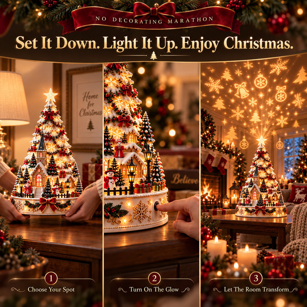 🔥HOT SALE🔥🏆 60,000+ Sold - 🎄MerryRealm™ Christmas Village Lightscape Tree