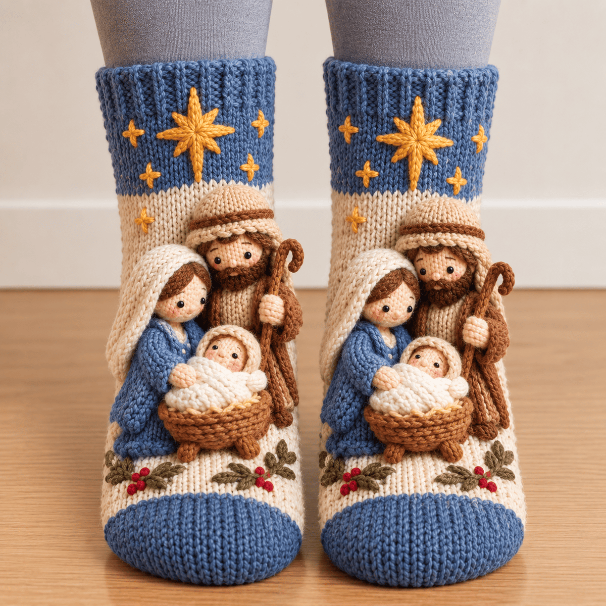 🔥😍Holy Night 3D Nativity Christmas Socks – A Meaningful Holiday Keepsake