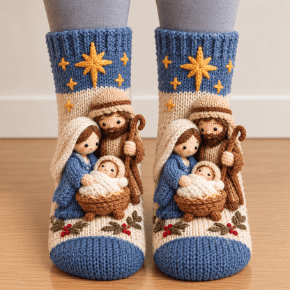 🔥😍Holy Night 3D Nativity Christmas Socks – A Meaningful Holiday Keepsake