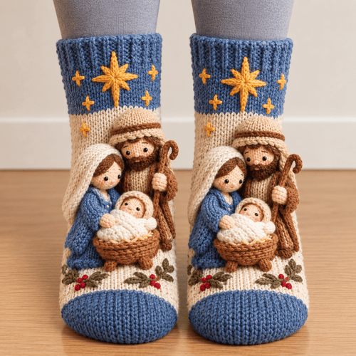 🔥😍Holy Night 3D Nativity Christmas Socks – A Meaningful Holiday Keepsake