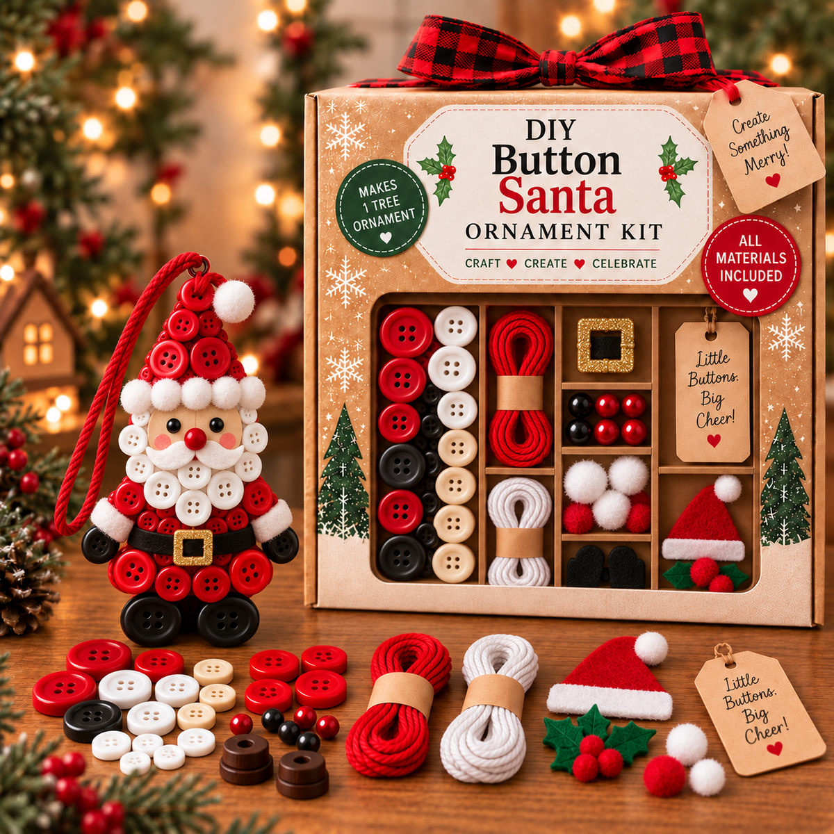 ☃️DIY Button Snowman Ornament Kit-💕Step-by-Step Guide Included