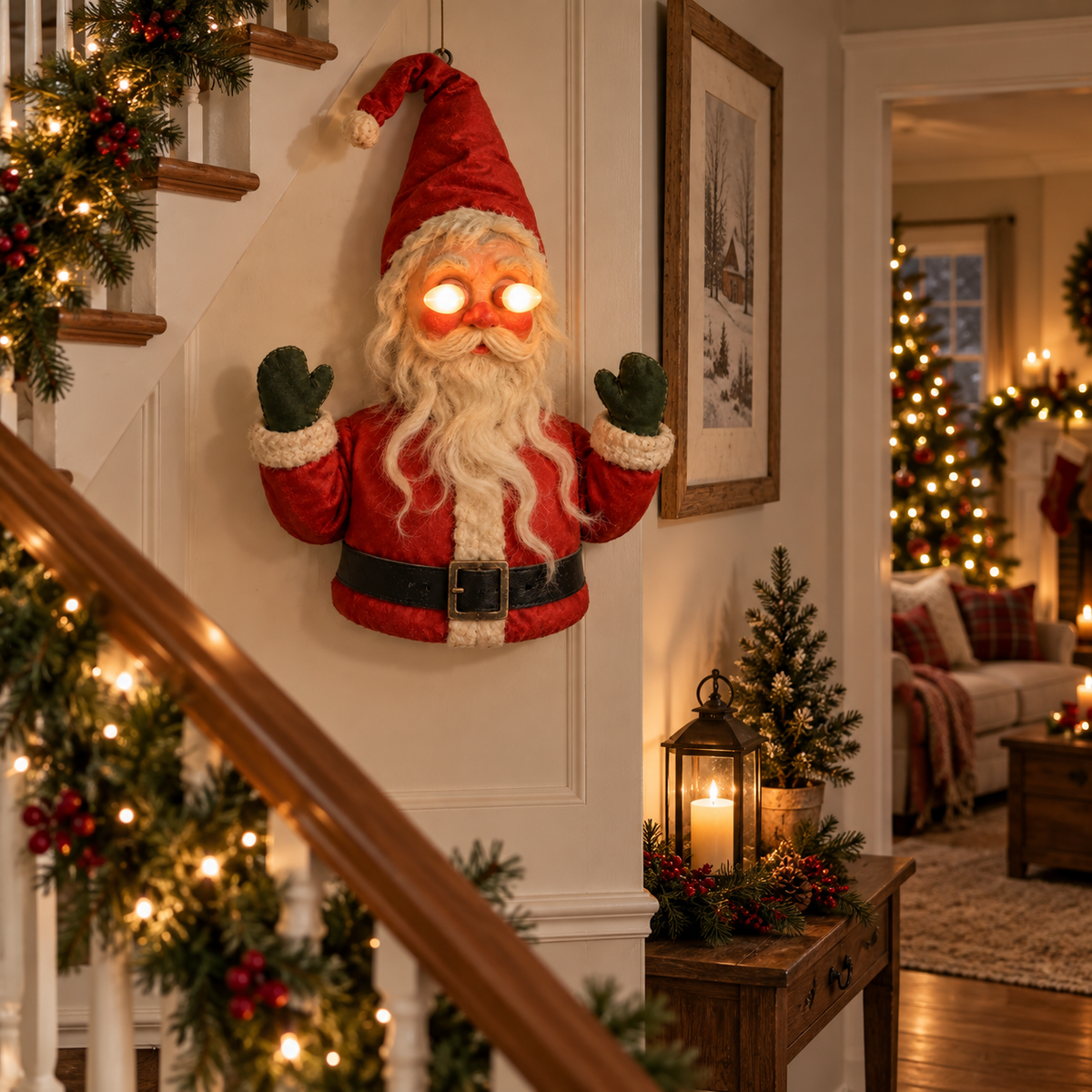 2027 Velmao™ Santa After Dark – Vintage Glowing-Eye Door Guardian