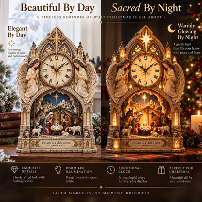 🔥🪽Bethlehem Nativity Cathedral Clock – A Glowing Tribute to the Christmas Story